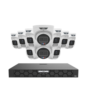 UNIVIEW Security Kit 2x 8MP TriGuard Alarm 8x 8MP OwlView Turret IQ Series NVR Active Deterrent