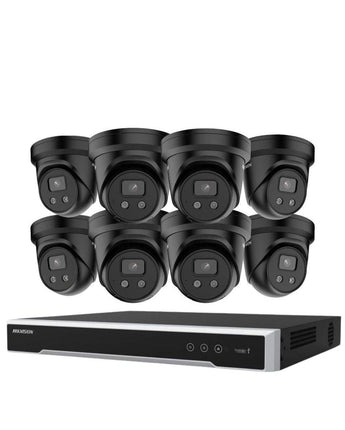 HIKVISION Security Kit: 8x 8MP Black Turret, Acusense, Liveguard, 4CH NVR, HDD - HK-S8