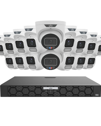 UNIVIEW Security Kit 2x 6MP TriGuard Alarm 14x 4MP OwlView Turret IQ Series NVR Active Deterrent