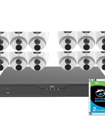 UNIVIEW 8MP NVR 16 Channel 12 x 5MP LightHunter Turret Cameras 2TB HDD 16CH12STARLIGHT-2TB