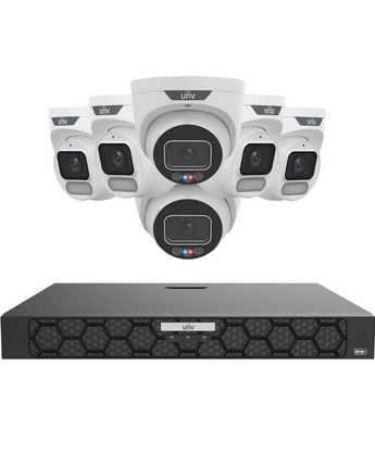 UNIVIEW IQ Series Security Kit 2x 6MP TriGuard Alarm 4x 4MP OwlView Turret NVR Active Deterrent