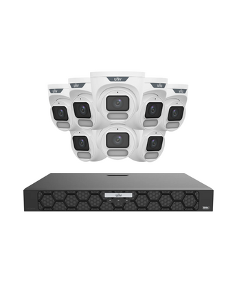 UNIVIEW IQ Series OwlView Turret Security Kit 8x 4MP ColorHunter Warm Light NVR