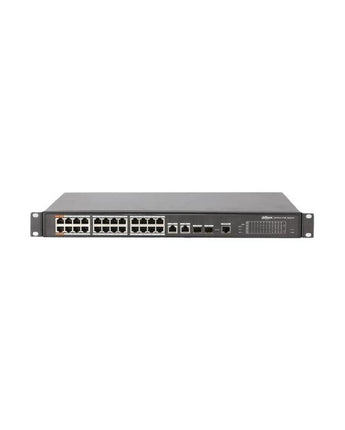 DAHUA 24-port 100 Mbps + 2-port Gigabit Managed PoE Switch DH-PFS4226-24ET-240 - VIRTUS ELECTRONICS