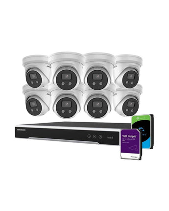 HIKVISION Security Kit: 8x 6MP Turret, AcuSense, 4CH NVR, HDD - HK-A8