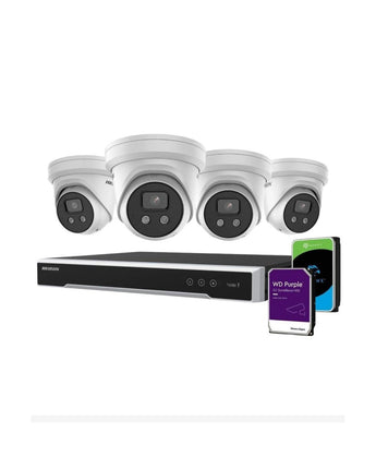 HIKVISION Security Kit: 4x 8MP Turret AcuSense 4CH NVR HDD HK-N4