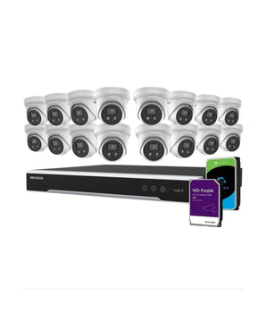 HIKVISION Security Kit: 16x 6MP Turret, Acusense, 4CH NVR, HDD - HK-A16