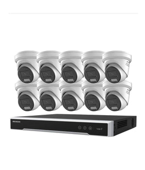 HIKVISION Security Kit: 10x 6MP Turret, Smart Hybrid, ColorVu, Liveguard, 4CH NVR, HDD - HK-B10