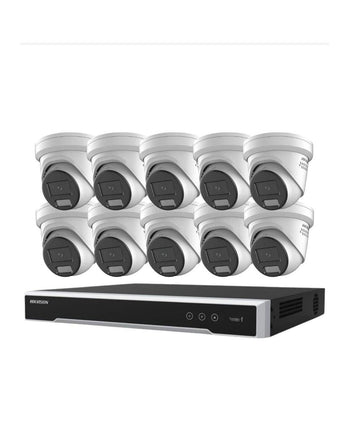 HIKVISION Security Kit: 10x 6MP Turret, Smart Hybrid, ColorVu, Liveguard, 4CH NVR, HDD - HK-B10