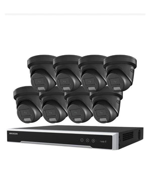 HIKVISION 8x 6MP Black Turret Smart Hybrid Liveguard ColorVu Security Kit 4CH NVR