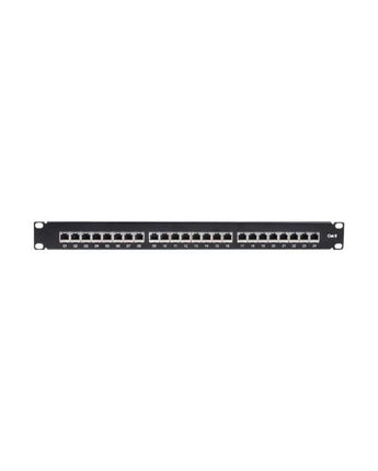 24 Port Cat6 RJ45 RJ Patch Panel STP 1U Black PATCH-PANEL-24PORT-CAT6 - VIRTUS ELECTRONICS