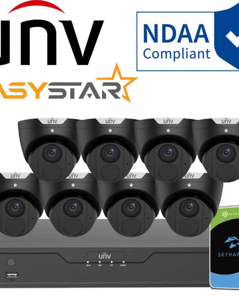 UNIVIEW Easystar 8x 6MP Turret Camera 8CH 4K NVR Kit Black IPC3616SB-ADF28KM-I0