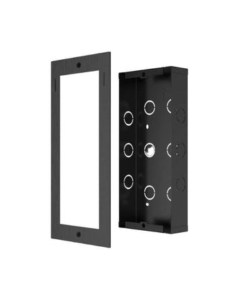 Sleek black steel AKUVOX X912S flush mount box for seamless in-wall installation, 265x116x45mm.