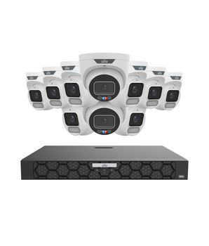 UNIVIEW IQ Series 10CH NVR Security Kit with 2x 6MP TriGuard Alarm & 8x 6MP OwlView Turret Cameras