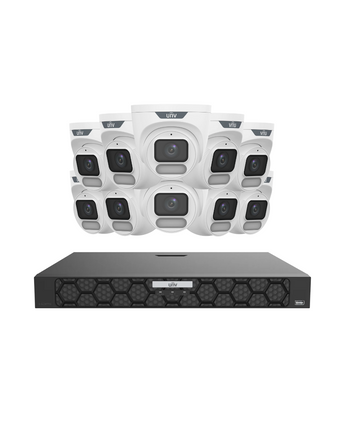 UNIVIEW 10x 6MP OwlView Turret 2.8mm IQ Series NVR 16CH Network Security Kit With ColorHunter Mic