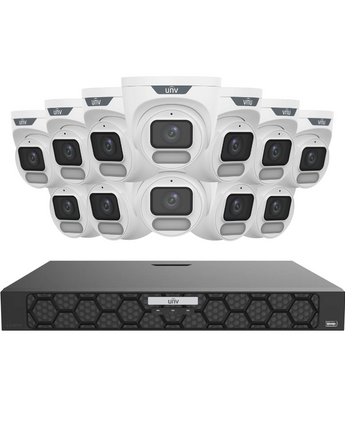 UNIVIEW IQ Series 16-Channel NVR Security Kit with 12x 4MP OwlView Turret Cameras IPC3624LE-ADF28K-WP