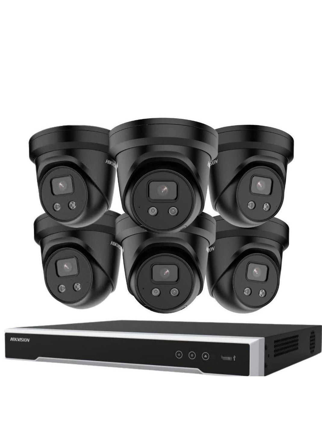HIKVISION HK-O6 Security Kit: 6x 8MP Black Turret, Acusense, 8CH or 16CH NVR, HDD