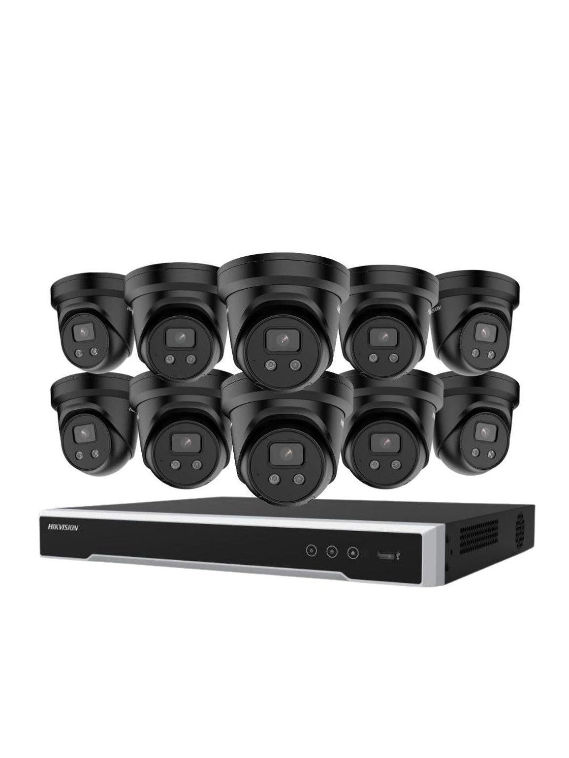 HIKVISION HK-E10 Security Kit: 10x 6MP Black Turret, Acusense, Liveguard, 16CH NVR, HDD