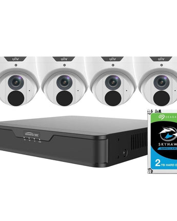 UNIVIEW 4 Channel Security System 8MP NVR 4 x 8MP 4K Turret Cameras 2TB HDD