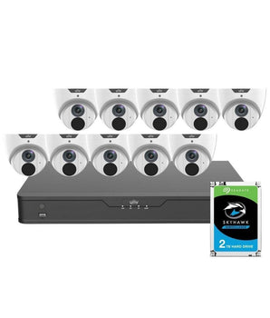 UNIVIEW 16 Channel Security System 8MP NVR 10 x 5MP Starlight Turret Cameras 2TB HDD
