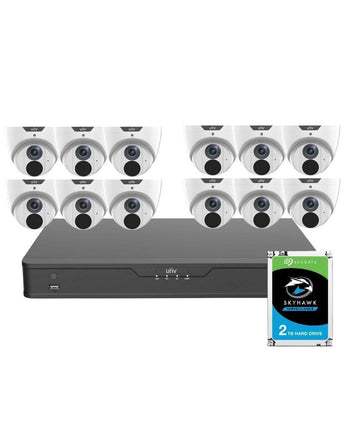 UNIVIEW 16 Channel 4K 8MP NVR 12 x 5MP LightHunter Turret Cameras 2TB HDD