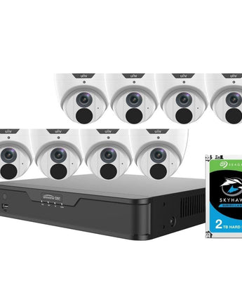 UNIVIEW 8MP 8-Channel NVR 8 x 8MP 4K Turret Cameras Security System 2TB HDD