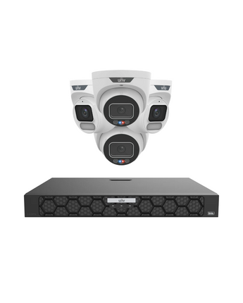 UNIVIEW 2x 6MP TriGuard Alarm 2x 4MP OwlView Turret IQ Series NVR Active Deterrent Security Kit