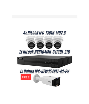 HILOOK 6MP AI Turret Security Kit 4 Channel NVR 2TB