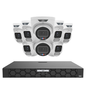 UNIVIEW Security Kit 2x 6MP TriGuard Alarm 6x 4MP OwlView Turret IQ Series NVR Active Deterrent