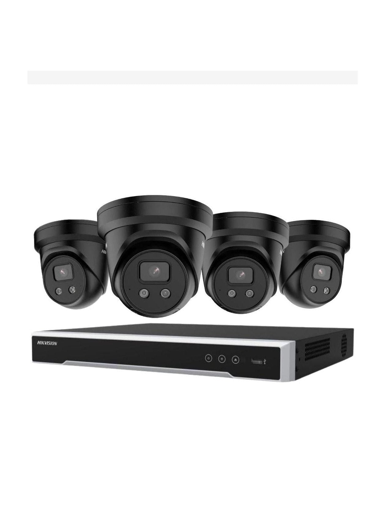 HIKVISION HK-S4 Security Kit: 4x 8MP Black Turret, Acusense, Liveguard, 4CH NVR, HDD