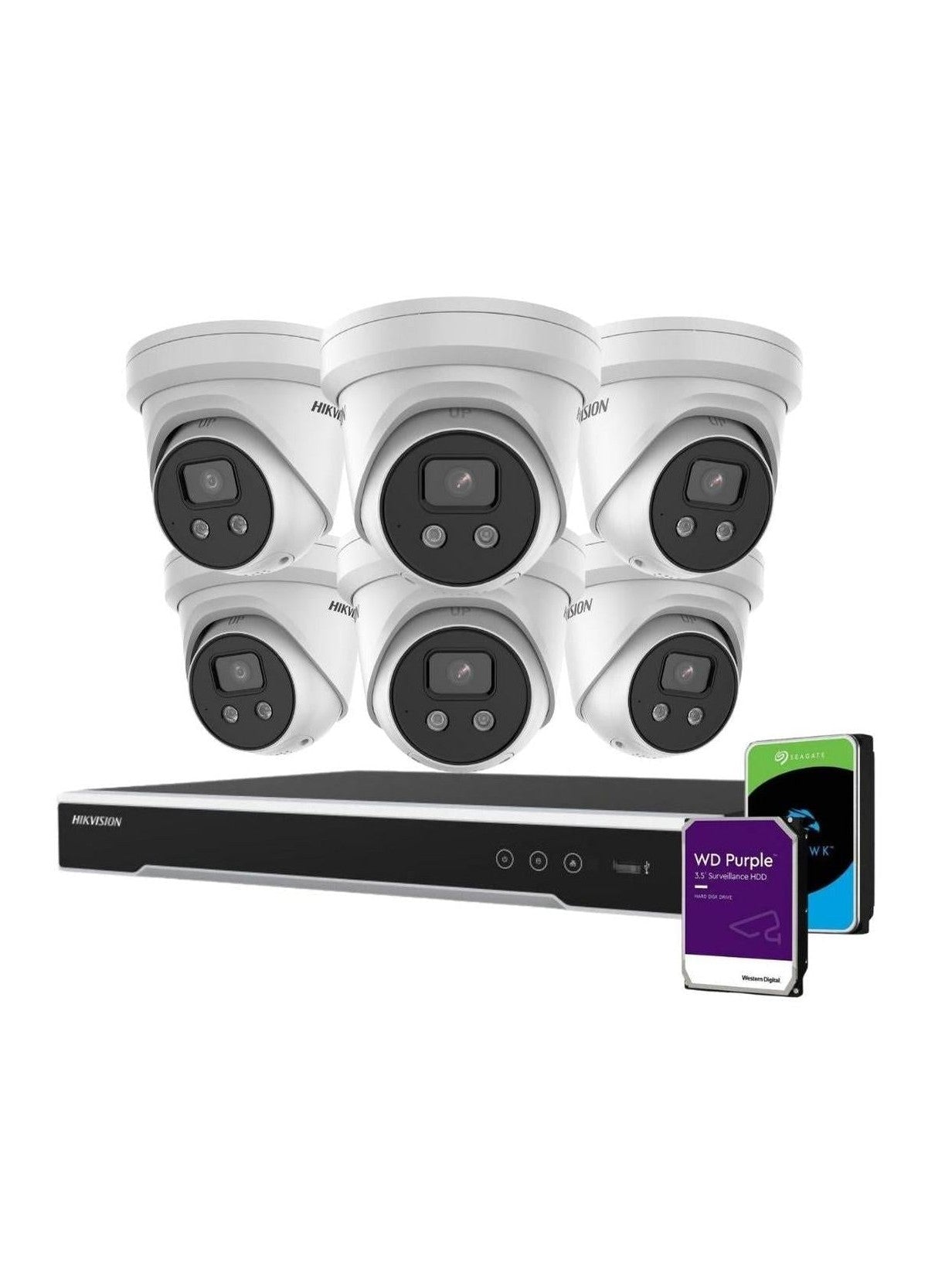 HIKVISION HK-R6 Security Kit 6x 8MP Turret Acusense Liveguard 8CH or 16CH NVR HDD