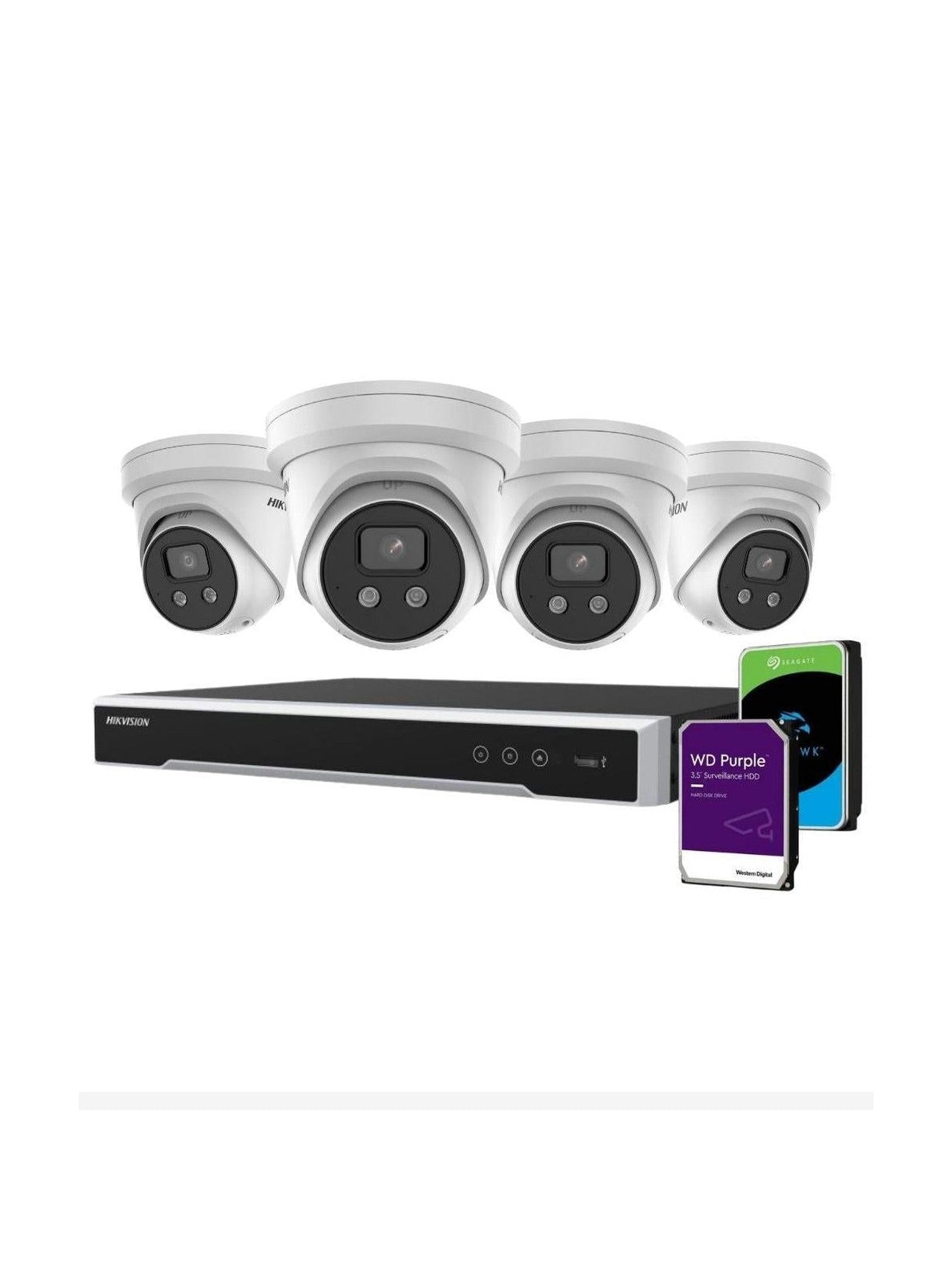 HIKVISION HK-R4 Security Kit 4x 8MP Turret Acusense Liveguard 4CH NVR HDD