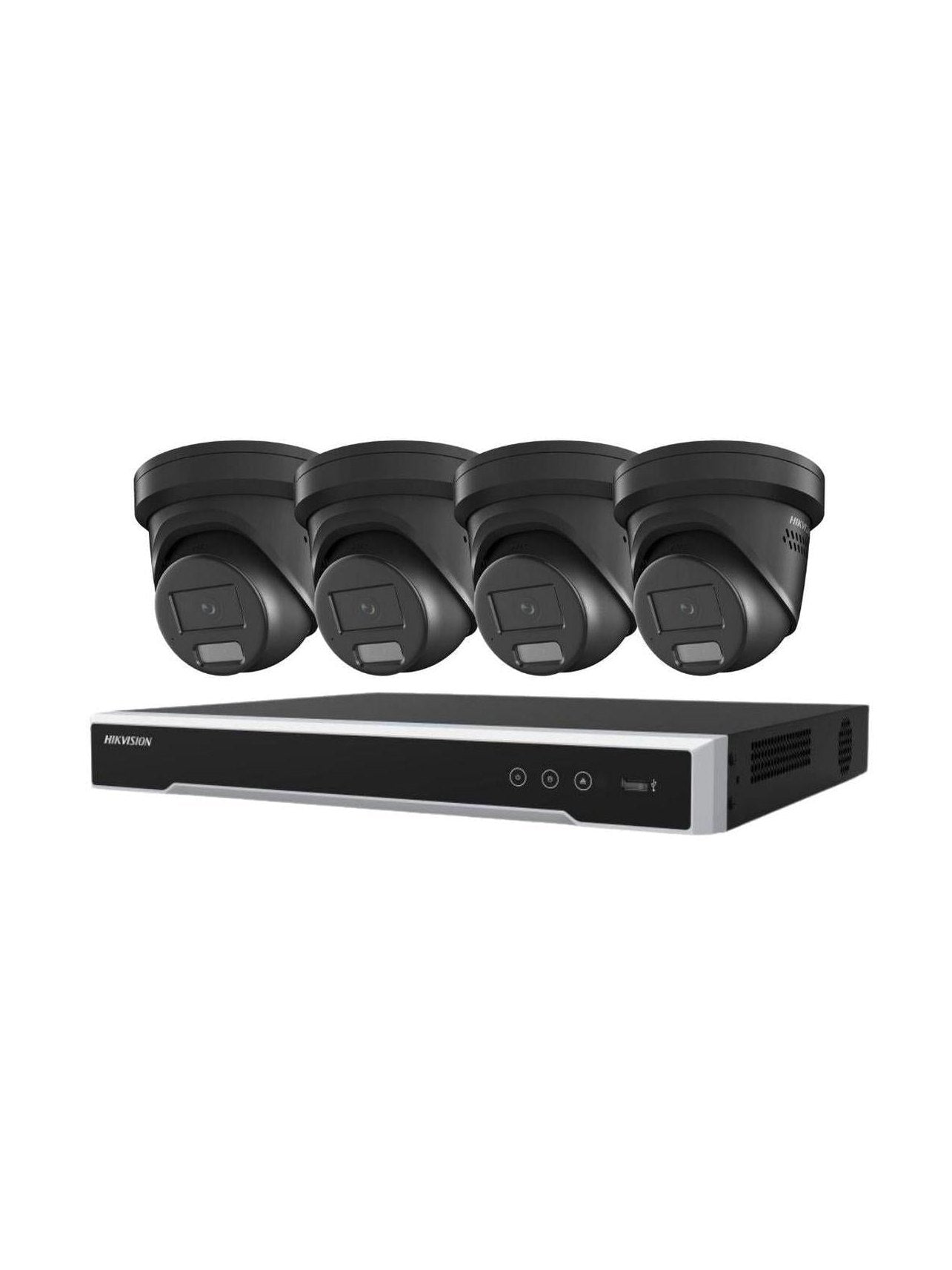 HIKVISION 4x 6MP Black Turret Smart Hybrid Liveguard ColorVu Security Kit 4CH NVR