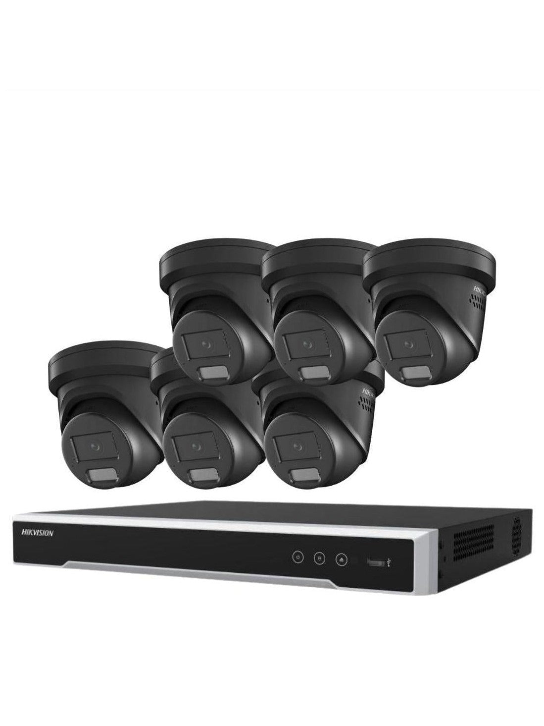 HIKVISION HK-Q6 Security Kit: 6x 8MP Black Turret, Smart Hybrid, ColorVu, Liveguard, 8CH or 16CH NVR, HDD