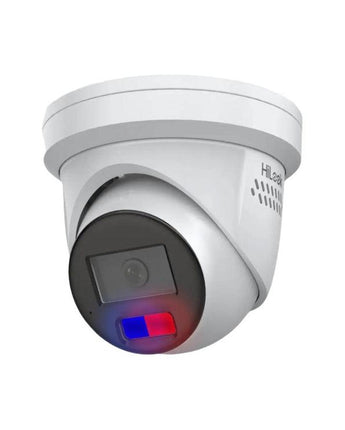 HILOOK 6MP Turret Camera, White with Blue/Red, 2.8mm Fixed Lens, IR 30m, Built-in Mic IPC-T269H-MU/SL - VIRTUS ELECTRONICS