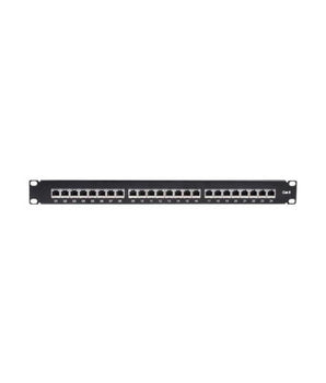 24 Port Cat6 RJ45 RJ Patch Panel STP 1U Black PATCH-PANEL-24PORT-CAT6 - VIRTUS ELECTRONICS
