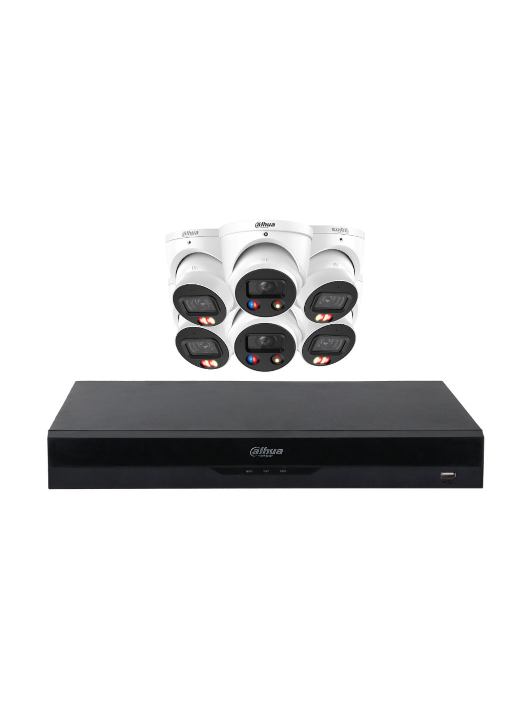 DAHUA 6MP TiOC 3.0 Security Kit 2x Alarm Turrets 4x Dual Light SMD 4.0 NVR