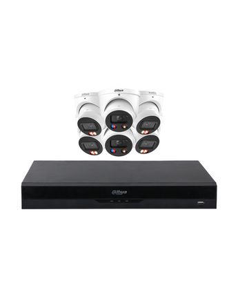 DAHUA 6MP TiOC 3.0 Security Kit 2x Alarm Turrets 4x Dual Light SMD 4.0 NVR
