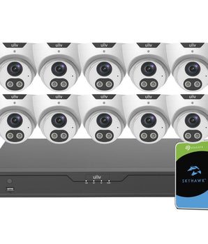 UNIVIEW 10x 5MP Prime-I ColourHunter Turret Network Camera Kit 16CH 4K NVR UNV-COLOUR-5MPT-X-10-16CH-0TB