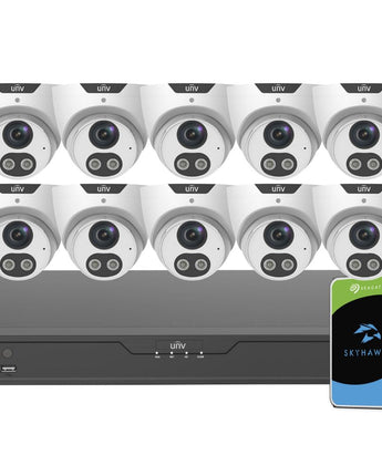 UNIVIEW 10x 8MP Prime-I ColourHunter Turret Network Camera Kit 16CH 4K NVR UNV-COLOUR-8MPT-X-10-16CH-0TB