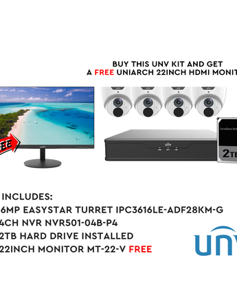 UNIVIEW 6MP 4CH Kit with Free 22 Inch Monitor 6MP4CHKIT
